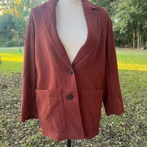 MADEWELL RUST RED XS QUILTED COTTON LONG SLEEVE POCKETS BLAZER